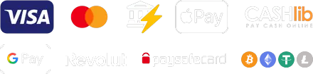 Visa, Mastercard, virement instantané, Apple Pay, CASHlib, Google Pay, Revolut, Paysafecard et cryptomonnaies